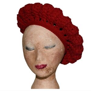 Elegant Design French Knit Red Beret.